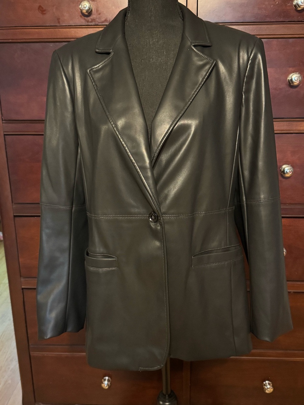 NWT Banana Republic black vegan leather jacket size 14